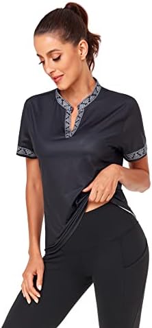 Lldенски женски голф Поло кошули Краток ракав, Облека за голф, лесен тенис за тенис на тенис за атлетски принт