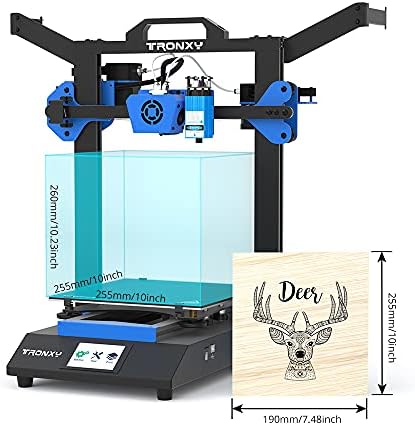 Tronxy XY-3 SE 3D печатач, 3D печатач со двојна боја со двоен екструдер, и ласерско гравура 3 во 1 со стаклена плоча паметно