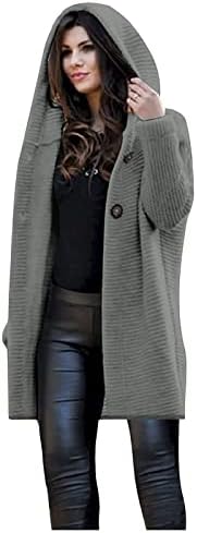 Женски џемпери пролет 2023 лаптолна јагниња продолжена верзија топла кардиганска палто со качулка со плетен џемпер јакна