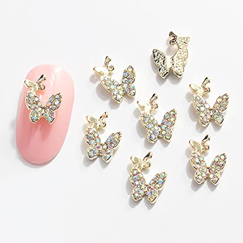 Silpecwee 30pcs пеперутка нокти шарми 3Д златни сребрени нокти накит пеперутка нокти уметнички шарм нокти Rynestone crystal