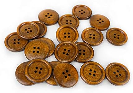 50 Парчиња 1 инчни Дрвени Копчиња, 25мм Премиум Копчиња За Шиење Занаетчиска Облека, Кафеава Боја, Направен Природен Костен,