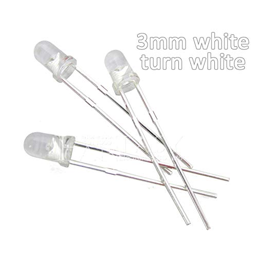 100 парчиња бело светло-емитувачки диоди бело вртење бело 3мм LED