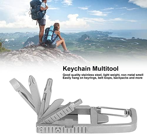 Keychain Multitool, виткање на отворено мулти -алатка од не'рѓосувачки челик шрафцигер бит владетел за дневна употреба