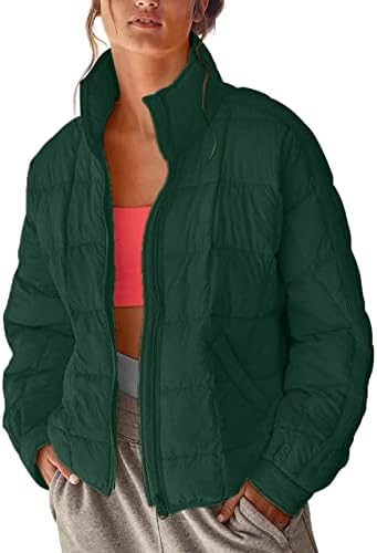 Уфоко есен трендовски пешачки јакна за жени со долги ракави култура на зрачење удобност лабава фитинг јакна дебела цврста висока