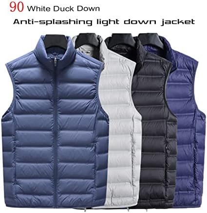 QQYY машки лесен елек палто зимско топло стоење јака без ракави јакна Gilet Casual Quilting Outerwear Голема големина, сива,