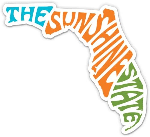 Налепница Сонцето во Флорида - 3 налепница за лаптоп - водоотпорен винил за автомобил, телефон, шише со вода - Деклара од Флорида