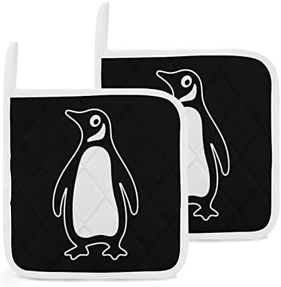 Држачи за тенџере со пингвин 8x8 отпорни на топлина топли влошки Potholders Десктоп заштита за готвење кујна 2 парчиња