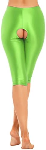 Zdhoor Womenените со високи половини Сјајни хулахопки Активни тренингот јога панталони кои работат со колено должина шорцеви