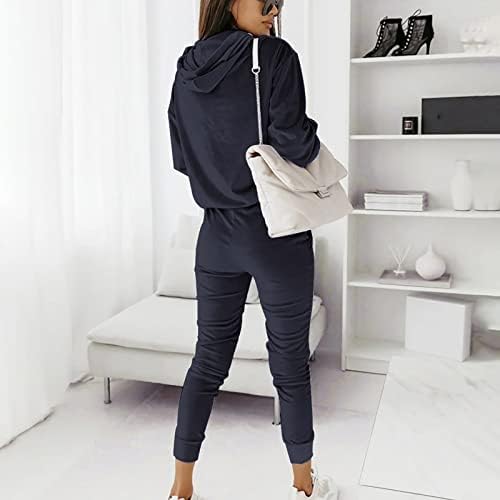 Обична облека за женски џогер, Velvet Lounge поставува тренерки со две парчиња, поставени врвови на качулка и џемпери и џемпери