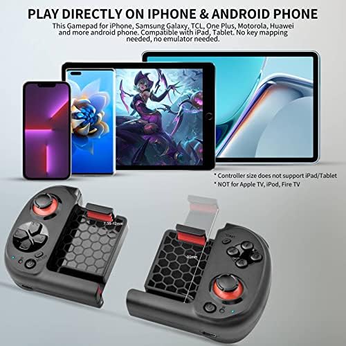 Арвин Мобилни Игри Контролор за iOS Андроид Безжични Gamepad џојстик iPhone 14/14 Плус/14 Pro/14 Pro Max/13/12/11, Samsung Galaxy