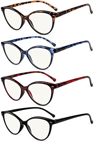Очила со 4-пакет Прогресивни очила за читање со мултифокуси, сини светло блокирајќи ги жените без линиски читатели на повеќефокални