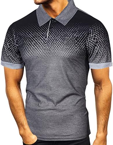 Озммијан маж со кратки ракави за голф тенок фит пол-точка маица маица атлетски тениски кошули со копчиња за деловна маица обична