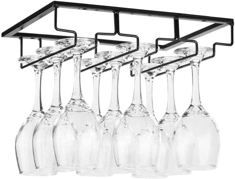 Држач за очила за вино во Wouji Bartender Stemware Rack Rack под организаторот на Stemware Организатор за стакло Goblet Iron