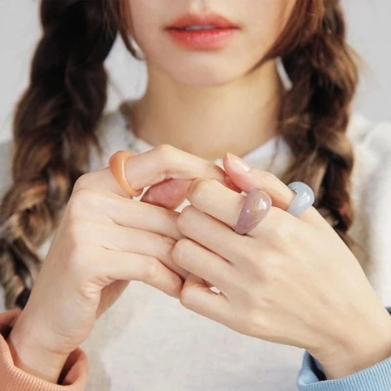 Колезо мода шарена транспарентна смола квадратна кружна бујна прстени за жени гроздобер прстени за прсти на прстени за прсти