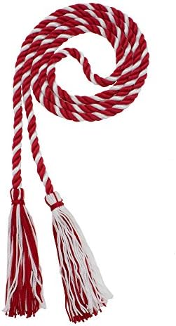 Кабел за чест на дипломирањето - црвена/бела боја - секоја училишна боја достапна - направена во САД - од Tassel Depot