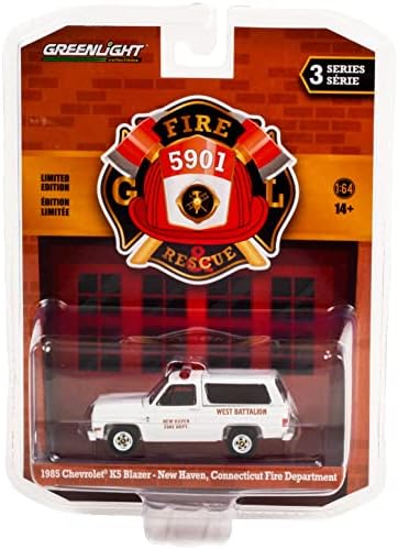 1985 Chevy K5 Blazer White White New Haven Fire Fire Wester West Batalion Fire & Rescue Series 3 1/64 Diecast Model Car By Greenlight