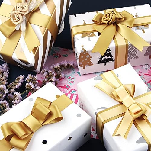 ZJHYXYH 10 парчиња Божиќна Крафт Хартија За Завиткување Свадба Еднострано Бронзирање Печатење За Подароци Пакување Партиски
