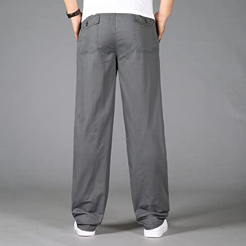 Менс лабава памук плус големина џеб чипка до еластични панталони панталони, целокупна градба на пантолони за мажи