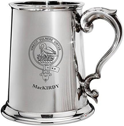 Mackirdy Family Crest Poled Pewter 1 Pint Tankard со рачка за движење