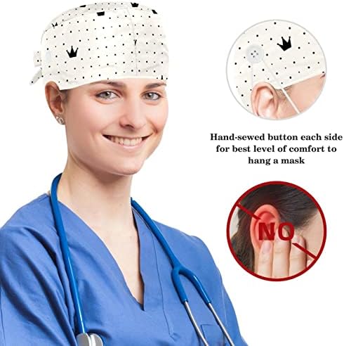 Медицински капачиња на Муоум, прилагодливо работно капаче со копчиња и лакова коса, череп на круната