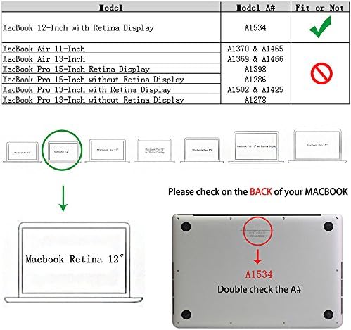 Рубан случај за MacBook 12 Inch A1534 - Тенок прилеп на заштитната обвивка за тврда обвивка, кристално чиста
