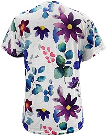 Летни врвови за жени 2023 Блок во боја на бои Краток ракав каузални блузи маички памучни маици за жени повеќе