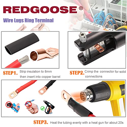Redgoose 120 парчиња жица за прстен конектори за прстен 10SIZE 1/4 , 5/16, 3/8 12-2 мерач на тешкиот ринг-терминален конектор