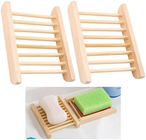 2 природни дрвени бамбус сапун лента за садови за чување држач за складирање на плоча за складирање плоча