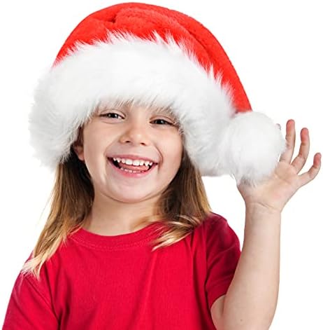 Детска Капа На Дедо Мраз, Божиќна Капа, Класично Подебело Крзно Црвена Кадифена Капа На Дедо Мраз За Дете Мало Момче Девојче