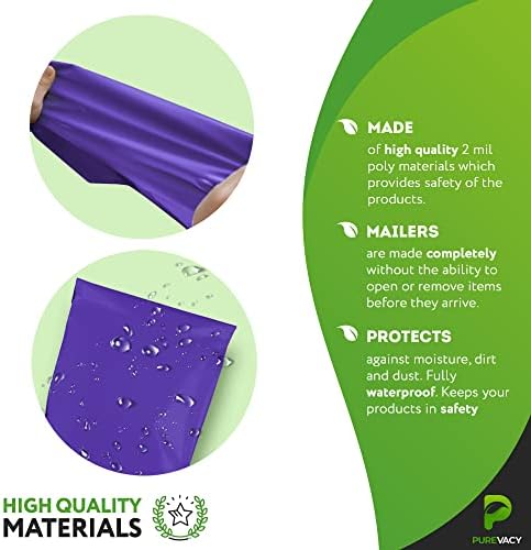 PUREVACY Poly Mailers 7.5 x 10.5. Пакување од 50 Темно Виолетови Пластични Пликови 2 Мил За Облека. Големи Торби За Испраќање