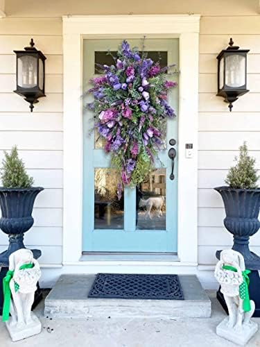 TJLSS пролетен венец летен цветен венец домашен украс Виолетова лале цветна жица за свадбена влезна градина предност