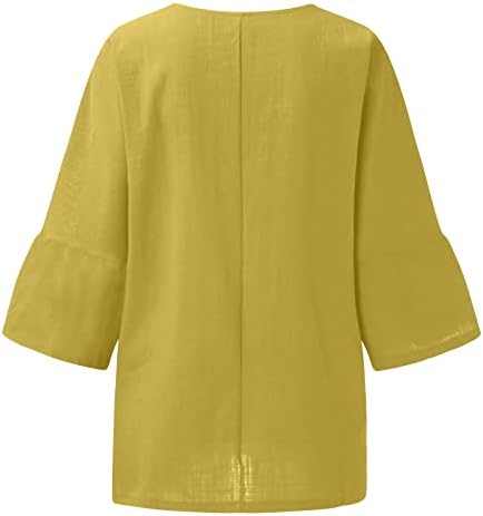 Врвови за женски постелнини, шема печати три четвртина ракави на ракави, лабава постелнина, блузи блузи, жени маици