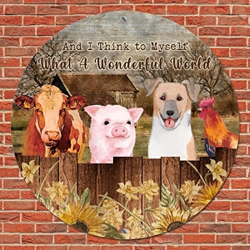 Гроздобер метален знак фарма животни и мислам на себе си каков прекрасен светски позитивен цитат ретро бар дома знак плакета