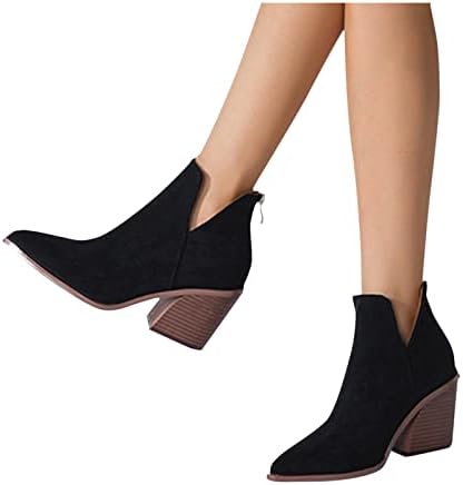 Womenените пешачки чизми широка ширина печати стилски кожни чевли блок потпетица зимски чизми кожа чили чизми кратки чизми