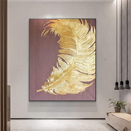 Yxbdn рачно насликано апстрактно сликарство со злато лисја на платно убавина боја апстрактно сликарство со златно дрво