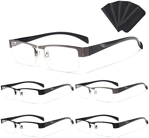 Очила за читање За Мажи Блокирање На Сина Светлина, Метални Читачи Анти Вирус На Очите/Мигрена Компјутерски Очила 5 Пакувања/Меки