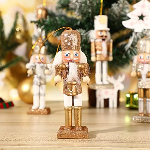 Абаодам 5 парчиња Божиќни оревци украси дрвени оревчери кукли сјај во прав Божиќни оревници за украси за украси за Божиќна празнична