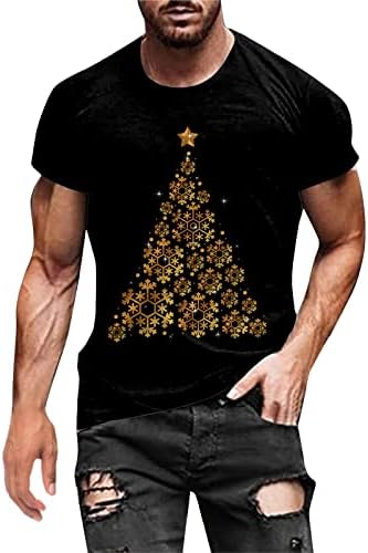 Вокачи Божиќни маички маички војници кратки ракави врвови 3Д Божиќни снегулки за печатење графички тенок фит мускулен маички