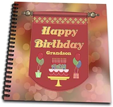 3DROSE DB_186391_2 Среќен роденден Внук Банер, торта со подароци и балони мемориска книга, 12 x 12