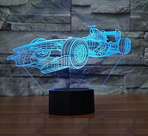 Superiorvznd Racing Car Formes 3D ноќно светло далечински управувач со моќност на допир табела за табела Оптичка илузија ламби 16 светла за промена на бои Дома Декорација Божиќ