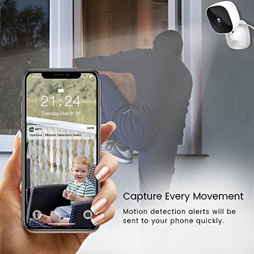 Паметна безбедносна камера за монитор за бебиња, 1080p HD внатрешна камера за домашна безбедност со ноќно гледање, безжична