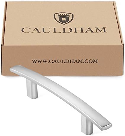 Cauldham 10 пакет солиден кујнски кабинет лак влече рачки - модерен заоблен фиока/хардвер на вратите - стил M242 - сатен никел
