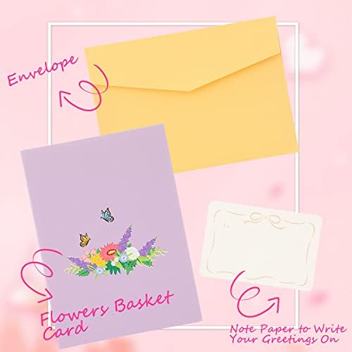 Среќна роденденска картичка, поп -до роденденски цвеќиња со цветни картички за жени мама 3Д смешно благодарам честитки со пеперутки