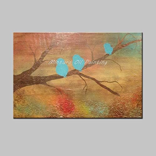 Skyinbags Голема рака насликана модерна масло сликарство на платно, апстрактни три птици на wallидни слики на дрвото, уметнички