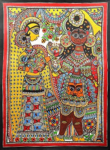 Егзотична Индија 21 x 28 Путана со јашода носи бебе Кришна | Традиционални бои | Рачно изработено | Кришна Мадхуба