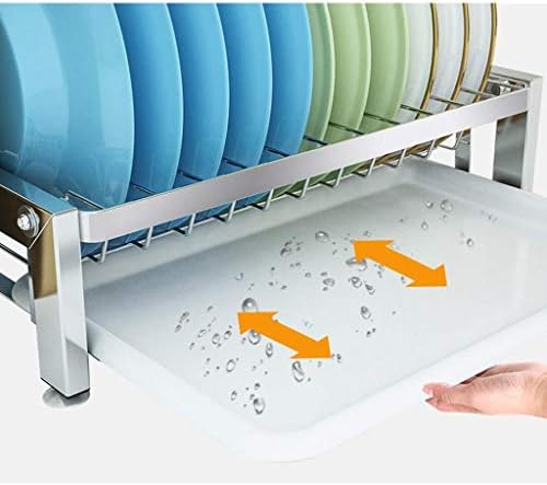 Решетката за садови за јадења, двослојни кујнски материјали за сушење, миење и исцедување на лавици за садови, решетка за складирање/35cmx222cmx40,5см