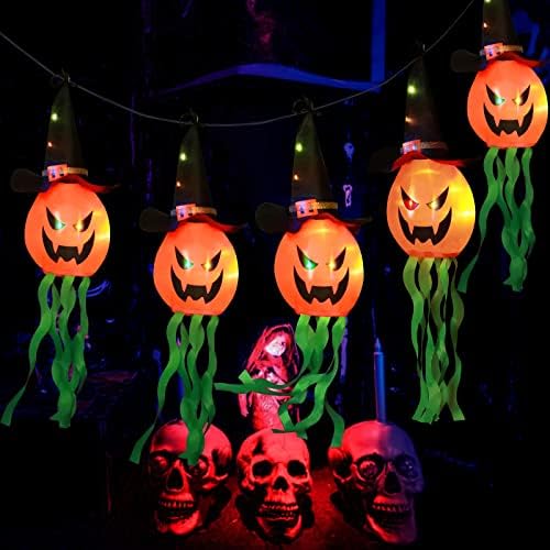 Grandess Декорации за Ноќта на вештерките Светла 11,5 ft 2 режими 5 парчиња DIY висат обоени LED со трепкачки меурчиња од тиква