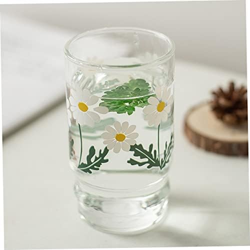 Upkoch 1pc еспресо стакло еспресо очила чиста чаша за пиење чаша чаша вода гулаб изолирана чаши за пиење маргаритка со цветна