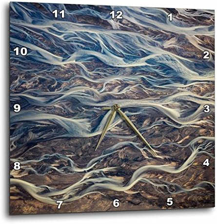 3drose Aerial на плетенка реки, wallидни часовници на Исланд, 13x13, чиста