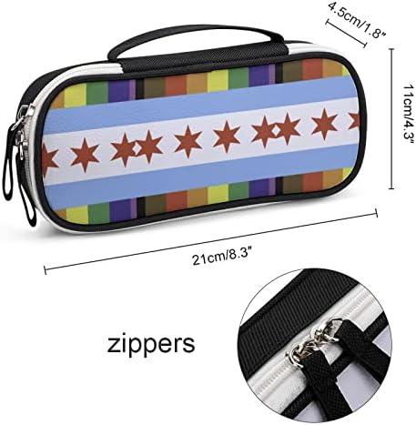 Чикаго гордото знаме Виножито ленти печатени моливчиња за торбички со торбички со рачка со рачка преносна организатор на биро за торби за шминка